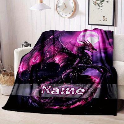 Dark Fantasy Dragon Moon Customize Your Name Blanket Warm Comfortable And Soft Blankets Are Suitable For Home Lunch Break Blanket Office Sofa Sofa