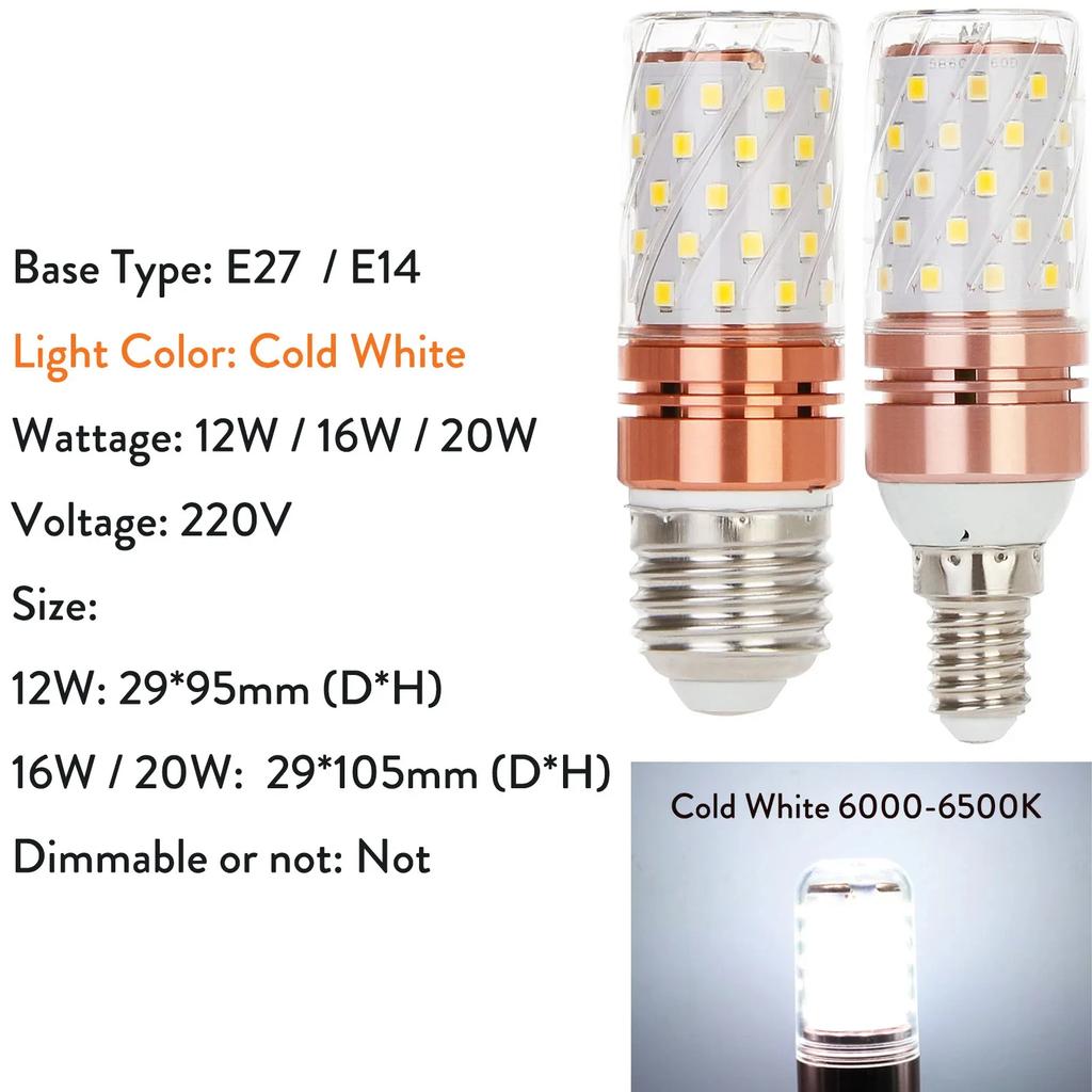 HOMZY Brightness E27 E14 LED Bulb Corn Lighting Lamp 12W 16W 20W 2835 SMD Lamps 110V 220V Home Decor Replace Halogen Lights White