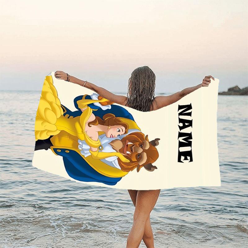 1pc Princess9 Beach Towel with Custom Name, Beach/Swimming/Bath/Picnic/Camping Towel, Suitable for Seaside Beaches