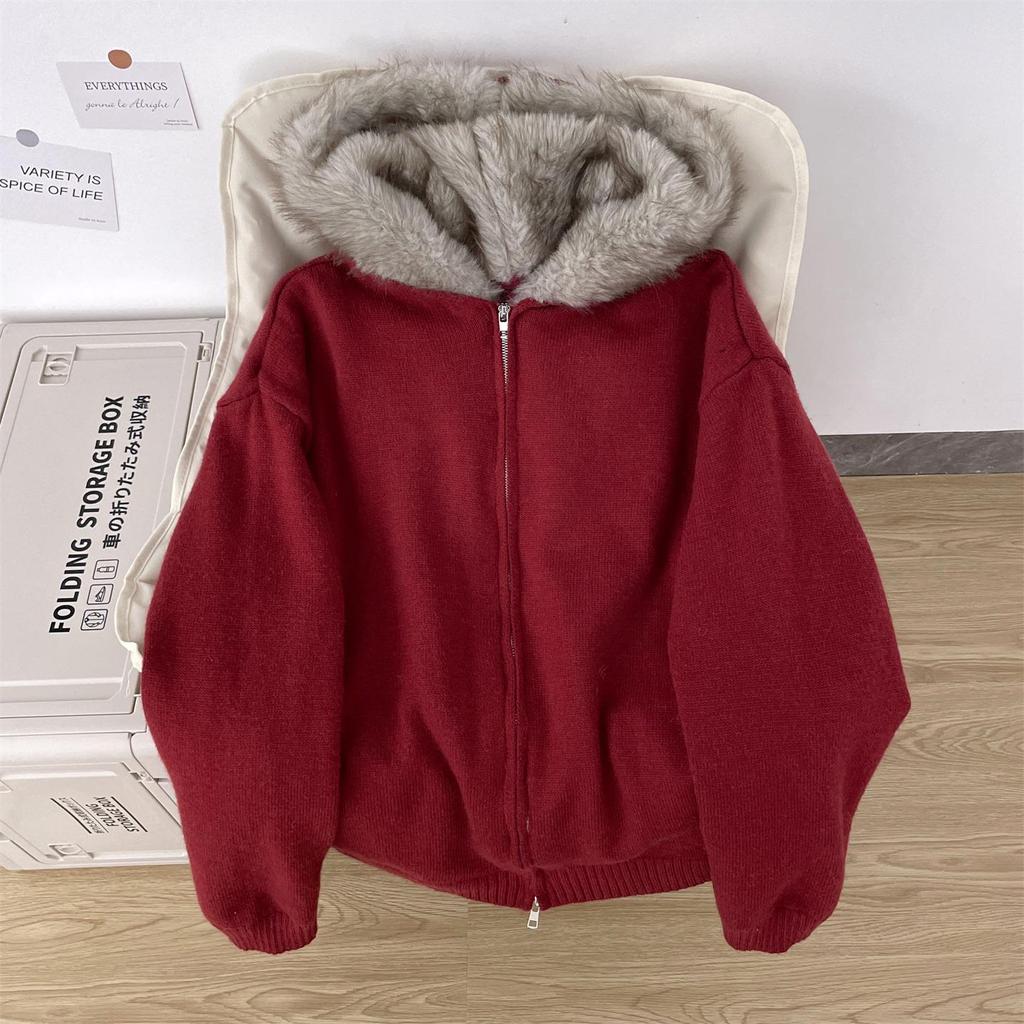 Zuoshan Diao Men's Heavyweight American-Style Cotton Jacket with Fur Collar, Winter Hooded Outerwear, Plus Velvet Thick Sweater.