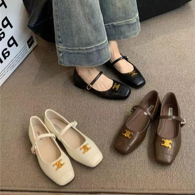 Retro Mary Jane Shoes Women's Shoes 2025 Korean Version Chic Small Fragrant Style Metal Buckle Square Head Shallow Mouth Soft Sole Single Shoes
