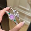 Retro New Chinese Foam Jade Violet Egg Surface High Ice Bracelet Inlaid with Rows of Diamonds Guofeng Heavy Industry Luxury Hand Jewelry 2026
