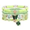 St. Patricks Day Bracelets Handmade Beaded Stackable Bracelet Irish Green Leaf Hat Lucky Shamrock Charm Bracelet for Women
