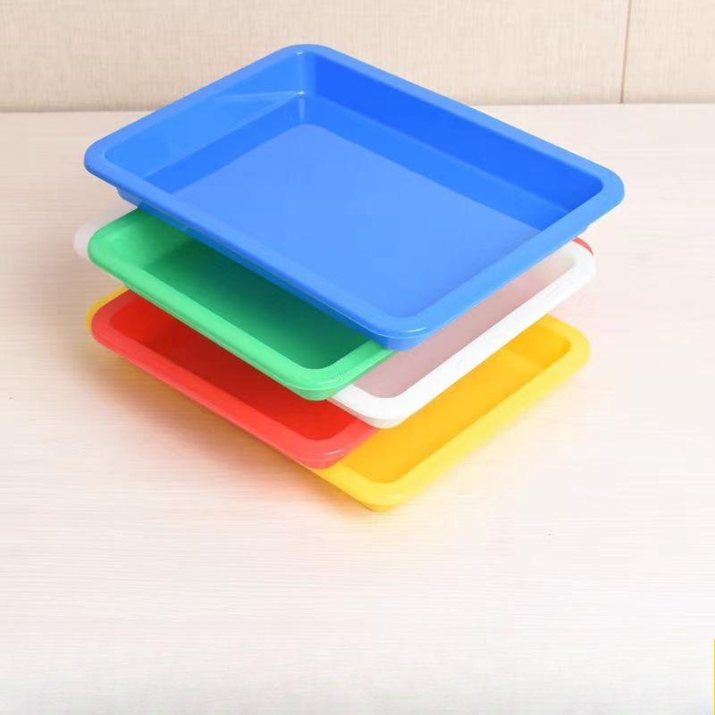 

5 шт. Разноцветный пластиковый поднос с плоским дном, экспериментальный поднос, коробка для хранения мелких деталей, классификация для хранения, квадратный поднос 5pcs