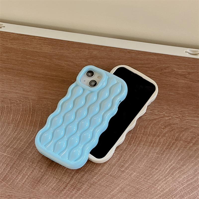 Moskado 3d Acı Kavun Şerit Desen Telefon Kılıfı Iphone 14 13 11 12 Pro Max Lüks Dalgalı Kenar Darbeye Dayanıklı Yumuşak Tpu Arka Kapak