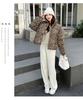 Women's Short Leopard Print Stand Collar Winter Jacket