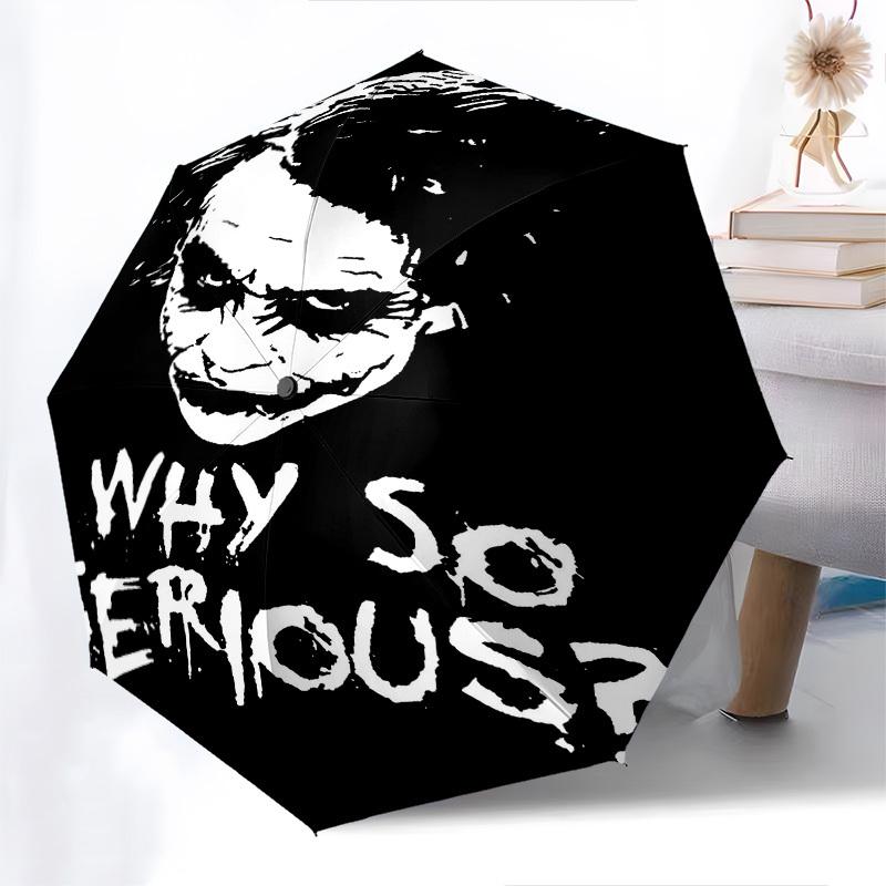 1pc Joker Why So Serious? Automatic Open Close Umbrella with 8-Rib Windproof Canopy Compact Portable Travel Umbrella10282