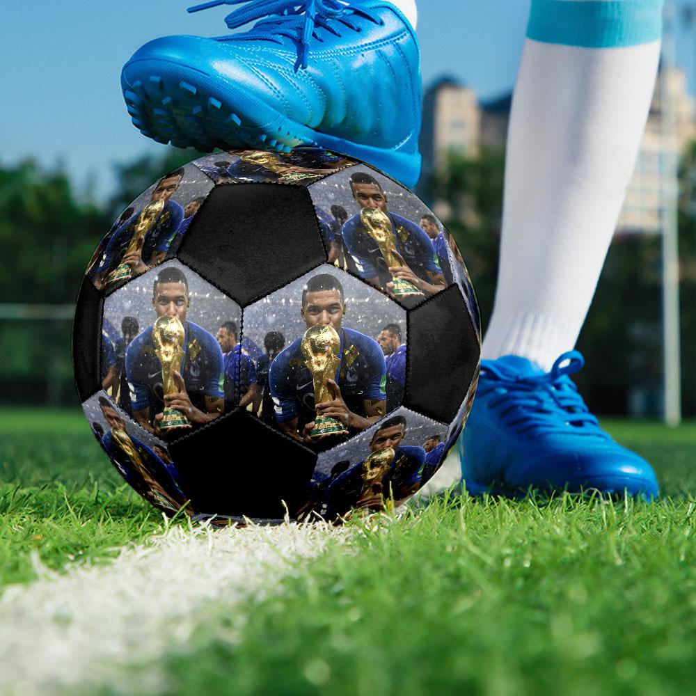 Mbappe10 Size 5 Soccer Ball, Machine-Stitched PVC, Durable & High Bounce, All Ages Fit, Fan Merchandise, Matches & Outdoor Use.