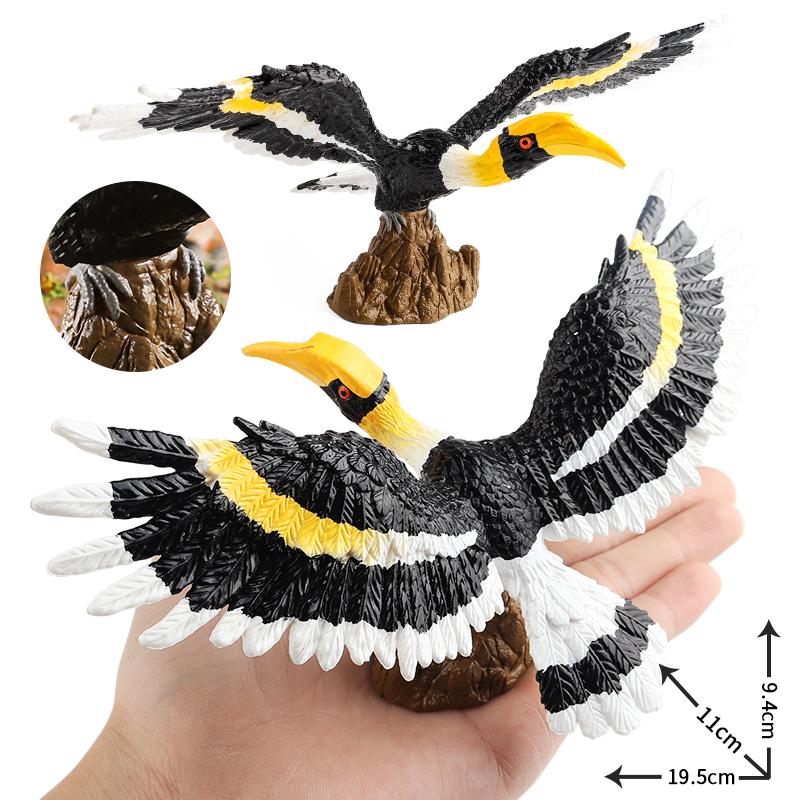 Oenux Garden Bird Figurines Snowy Owl Toucan Bucerotidae Animals Model PVC Action Figures Collection Toys For Kids Birthday Gift