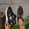 Women's White Platform Sandals Thick Sole Wedge Heels Hook-and-loop Strap Faux Cover Rubber Sole Strappy Summer Shoes