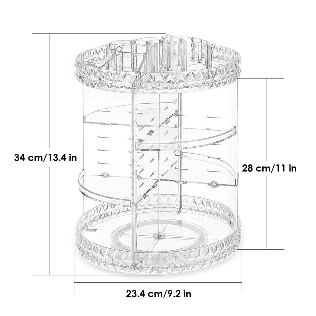 Makeup Cosmetic Cosmetic Storage Accessory Accessory Large 360 Gift for Girls Transparent Diamond Pattern Box, Storage, Box, Case, Case, Capacity,