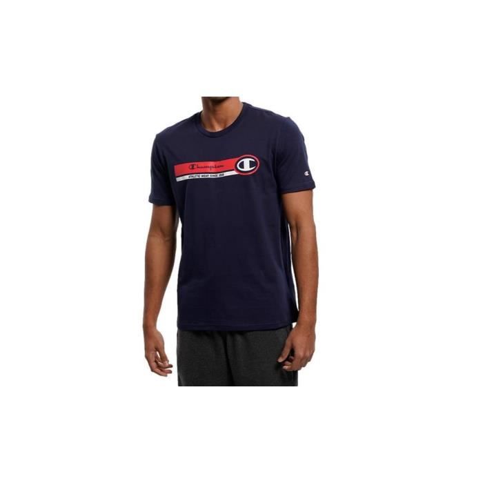T-shirt - CHAMPION - Crewneck - Bleu Marine - Coton - Manches Courtes