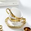 3-piece Set, Ceramic Cup with Sauce, Espresso Cup and Sauce, Ceramic Coffee Cup and Gold Jewelry Sauce Set, 2.5-ounce Demitas