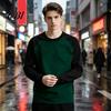 Men Raglan Block Shirt Shirt, Long Sleeve Crew Neck T-shirt, Warm Layering Tees for Casual Pullover Base Layer Autumn Winter Regular Fit