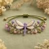 Handmade Bracelet Kit DIY Nature-Inspired Crochet Kit, 3D Animals Plants Hand-Crocheted Jewelry Making Flower Maple Dragonfly Butterfly Set, Gift for