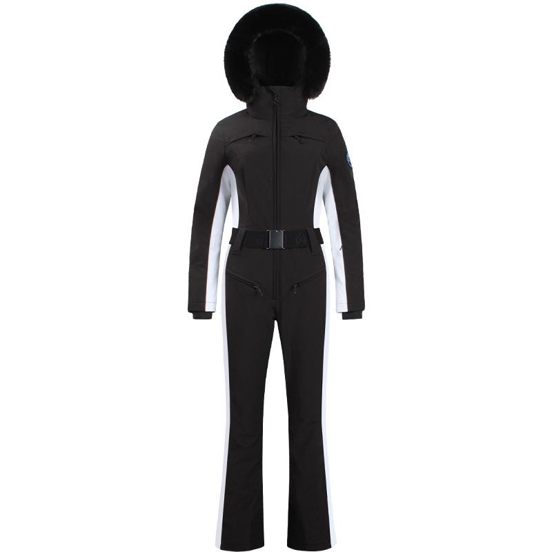 Women's Slim-Fit Windproof Double-Board Ski Suit: Thickened, Warm, Waterproof, and One-Piece Design for Outdoor Sports.