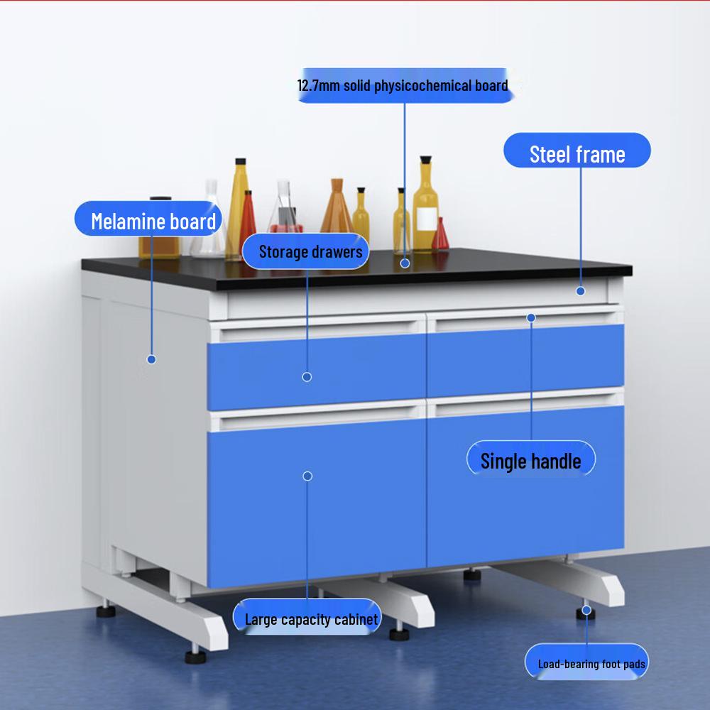 Steel & Wood Lab Side Bench with High Load-Bearing Sink - Student Experiment Desk