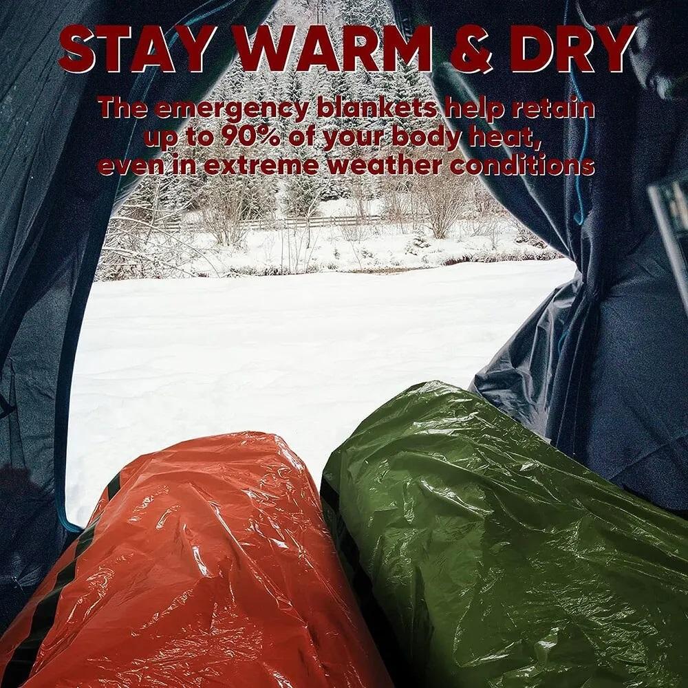 Waterproof Lightweight Thermal Emergency Sleeping Bag Bivy Sack - Survival Blanket Bags Camping, Hiking, Outdoor, Activities