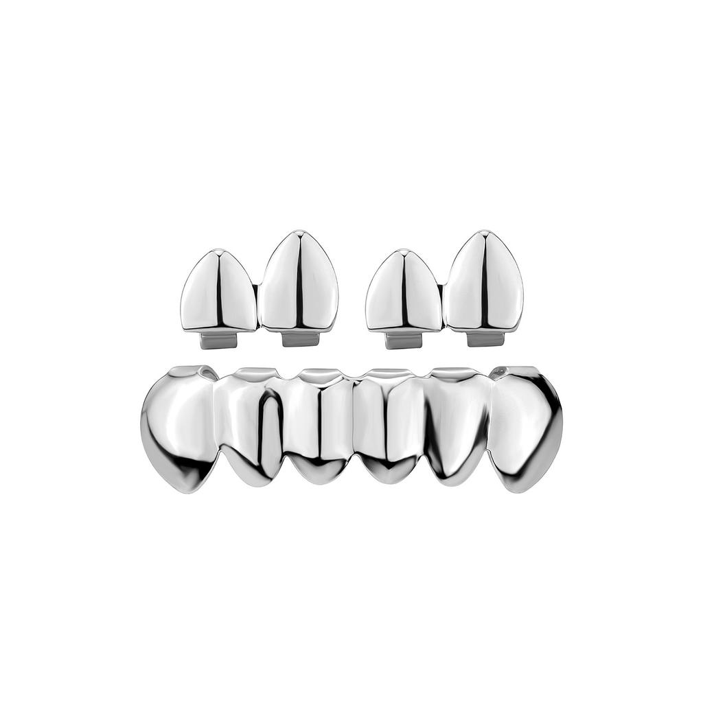 Ensemble de décorations de dents Cosplay Halloween Couvre-dents Brillants Accessoires Hip Hop Polyvalents Tendance pour Hommes Creux