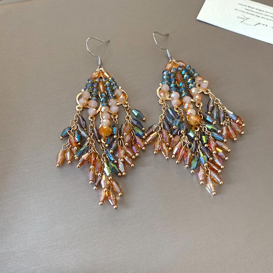 

Retro ethnic windshield fringed ear hook exaggerated personality fashion niche earrings light luxury high-end earrings