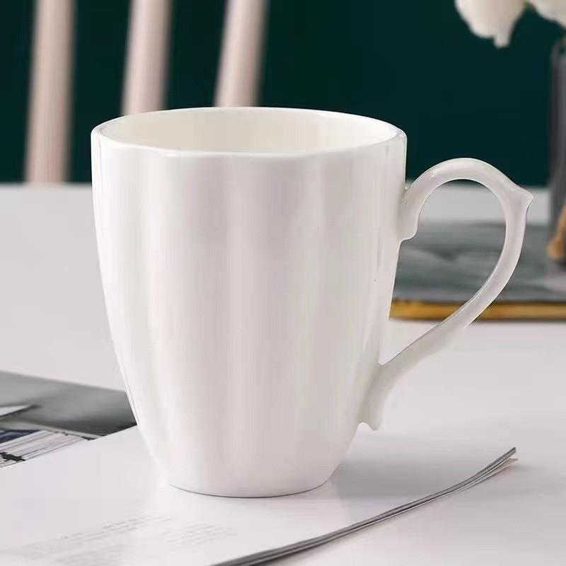400ml Lovely Pure White Bone China Pumpkin Design Mugs Cups for Daily Coffee Tea Drinking Home Office Use