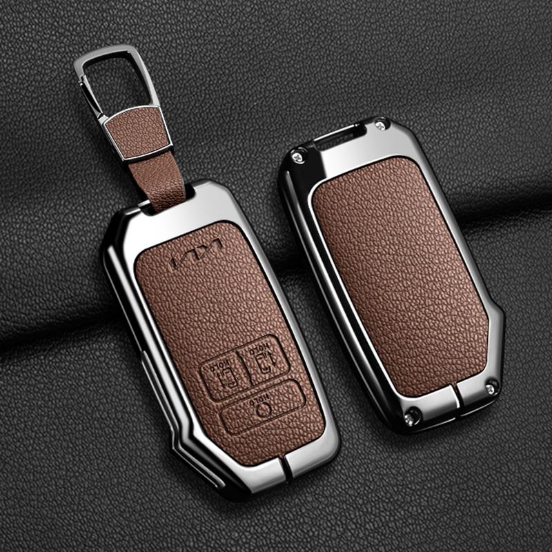 7 Buttons Car Key Case Cover for Kia K5 K3 K4 Sportage Carnival Sedona Zinc Alloy Leather Shell Fob Holder Keychain Accessories