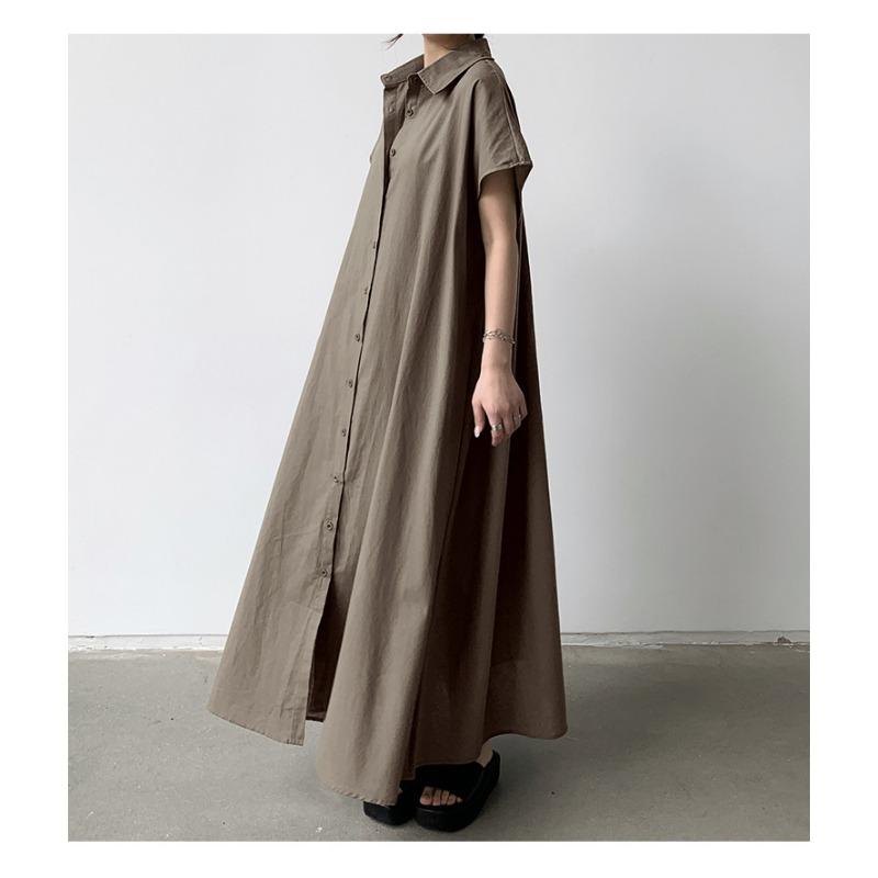 Short Sleeved Dress Women's Lapel Casual Shirt Dress