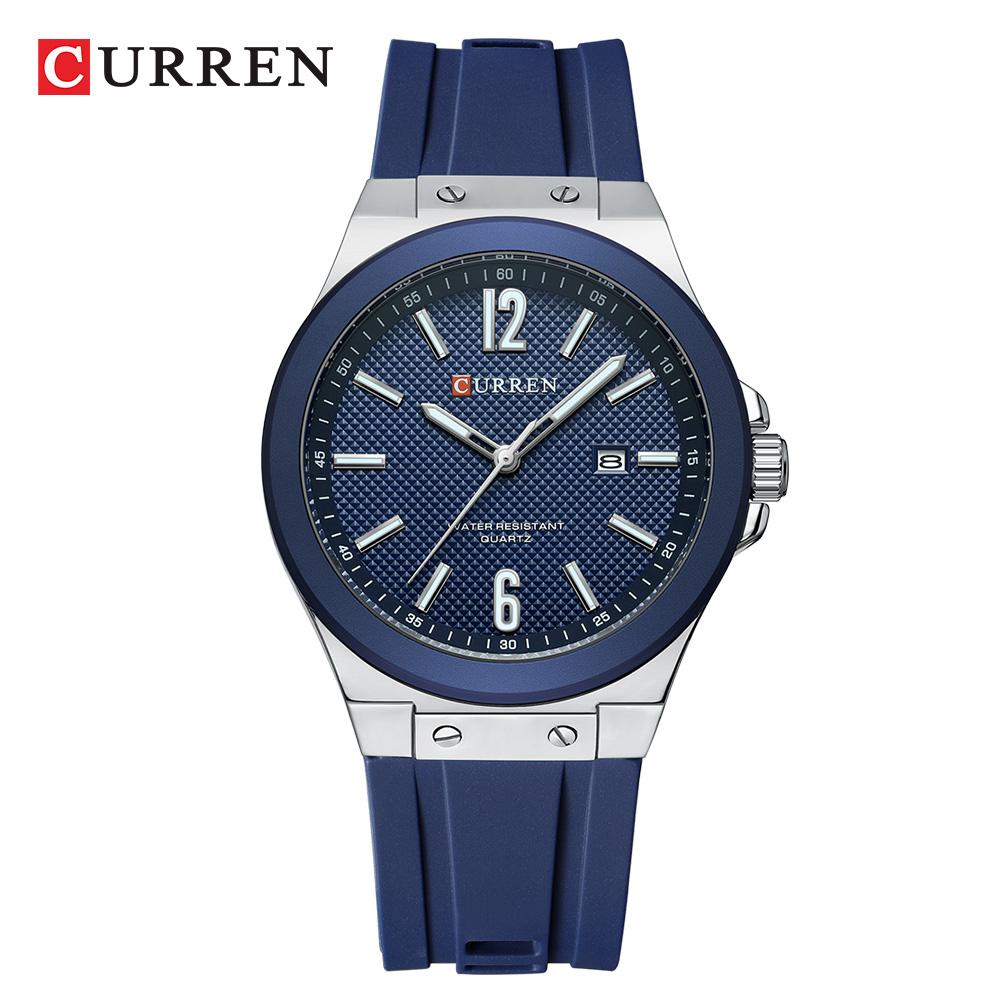 CURREN Simple Fashion Mens Watches New Top Brand Quartz Silicone Strap Wristwatch with Auto Date Waterproof Clock Luminous Hands