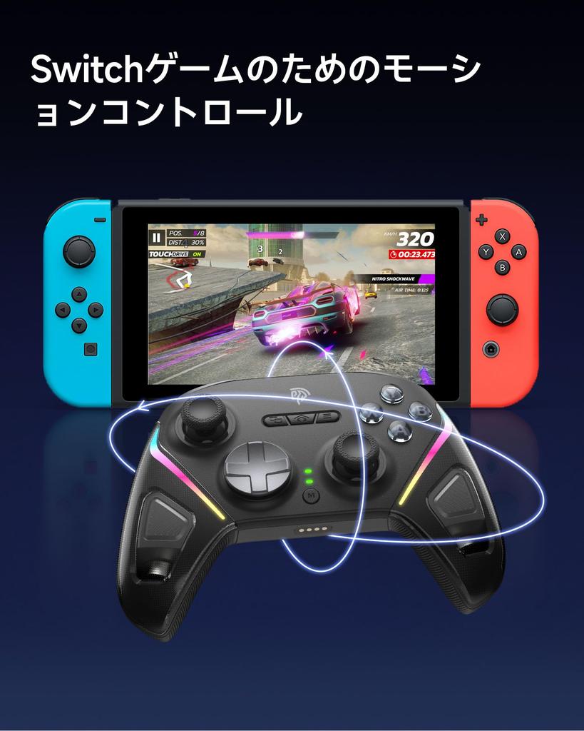 EasySMX D10 PC-Controller mit Ladestation, Kabelloses Gamepad, TMR-Joystick-Gamecontroller, 1000 Hz Polling-Rate, RGB-Hintergrundbeleuchtung und Effekt-Triggern