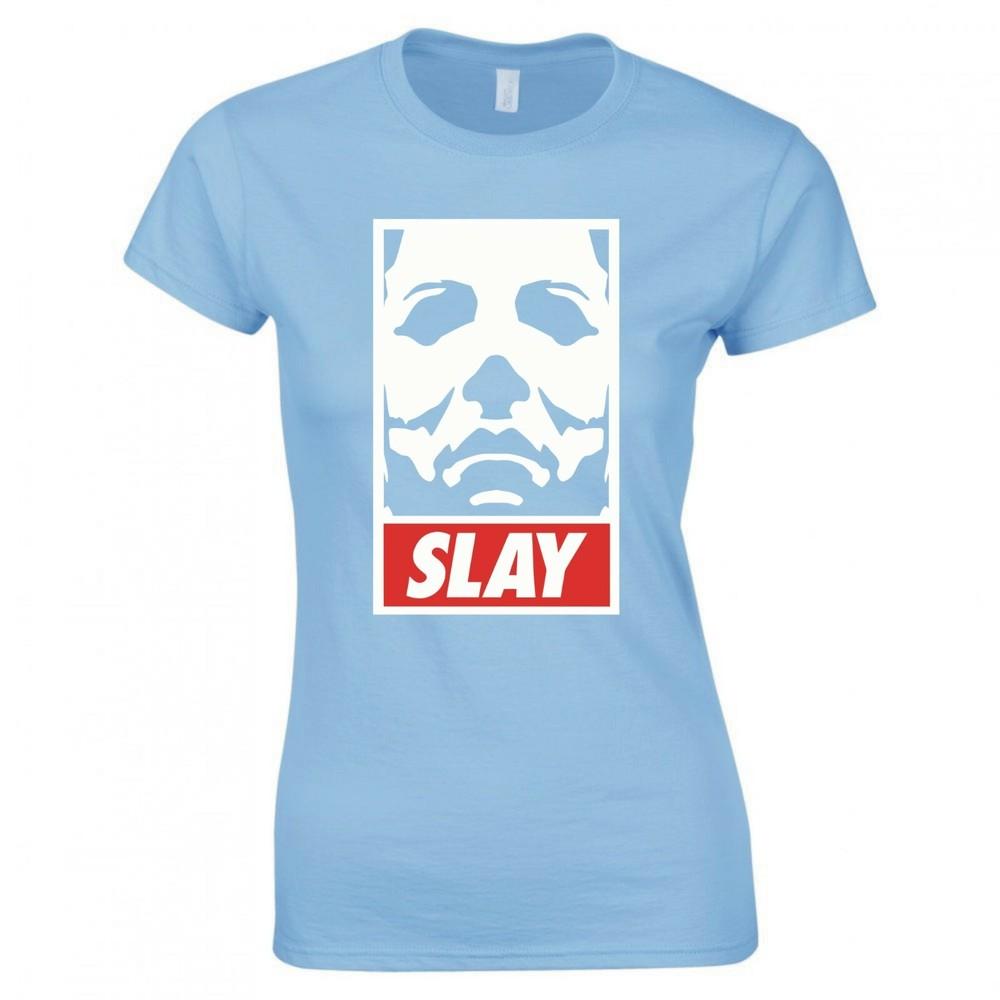 Inspired By Halloween Michael Myers Obey Slay Skinny Fit Tshirt S