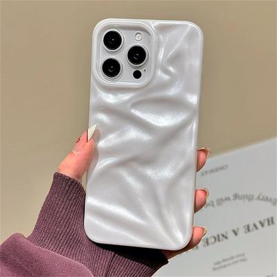 INS Stylish Solid Color 3D Water Ripple Phone Case for iPhone 15 14 13 Pro Max Shockproof Bumper Cover