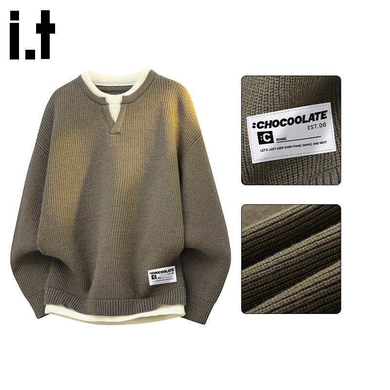 

:CHOCOOLATEit Men s Layered Look Knit Sweater 3XL