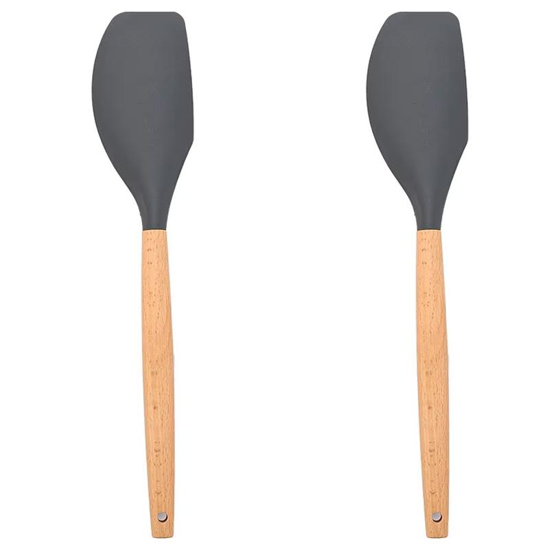 2 ks Dřevěná rukojeť Cukrářská špachtle Míchání krému Škrabka na těsto Míchač másla Silikonová pekařská špachtle Žáruvzdorné kuchyňské náčiní