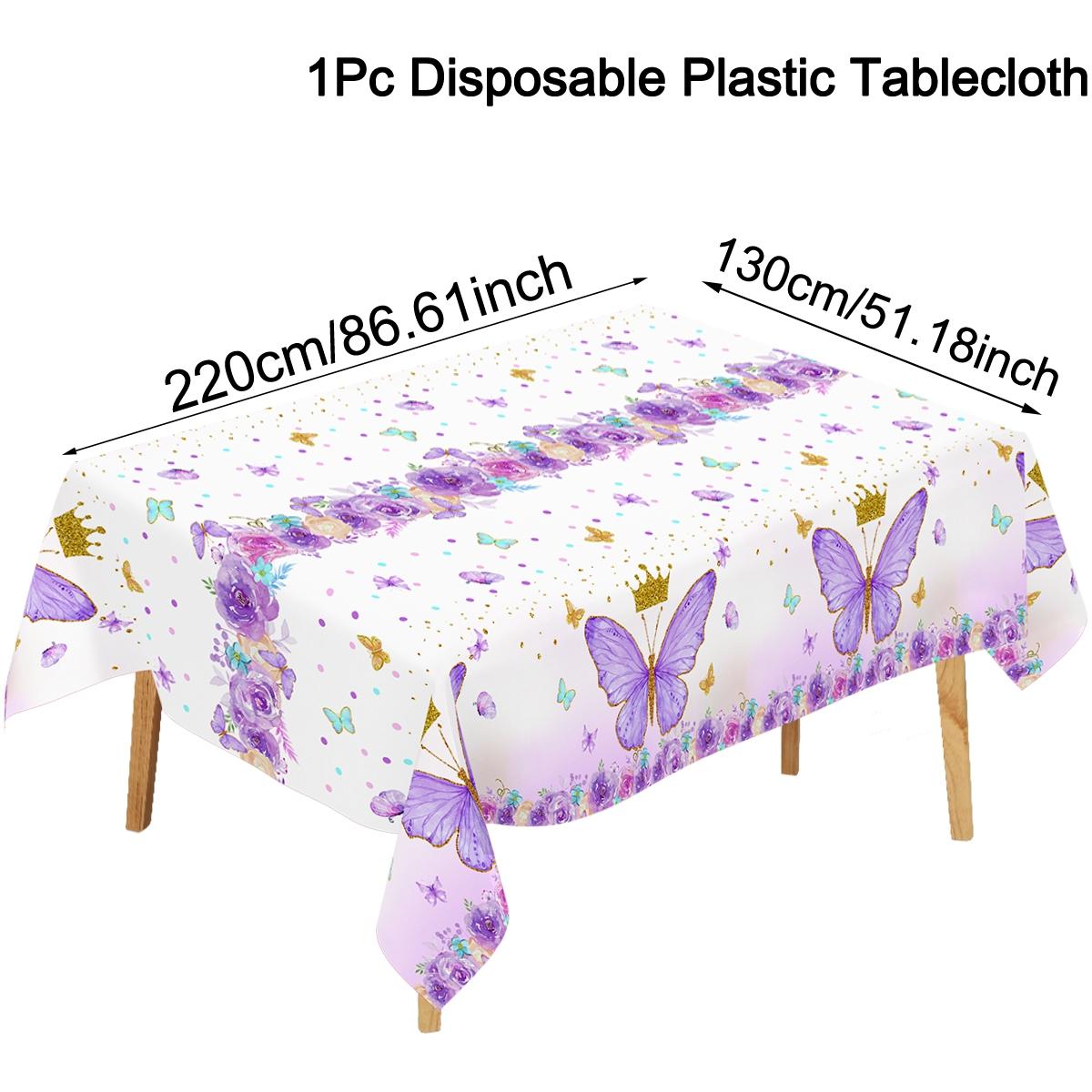 

Purple Butterfly Disposable Tablecloth Spring Butterfly Theme Birthday Party Decoration Girls 1st Birthday Baby Shower Wedding фиолетовый