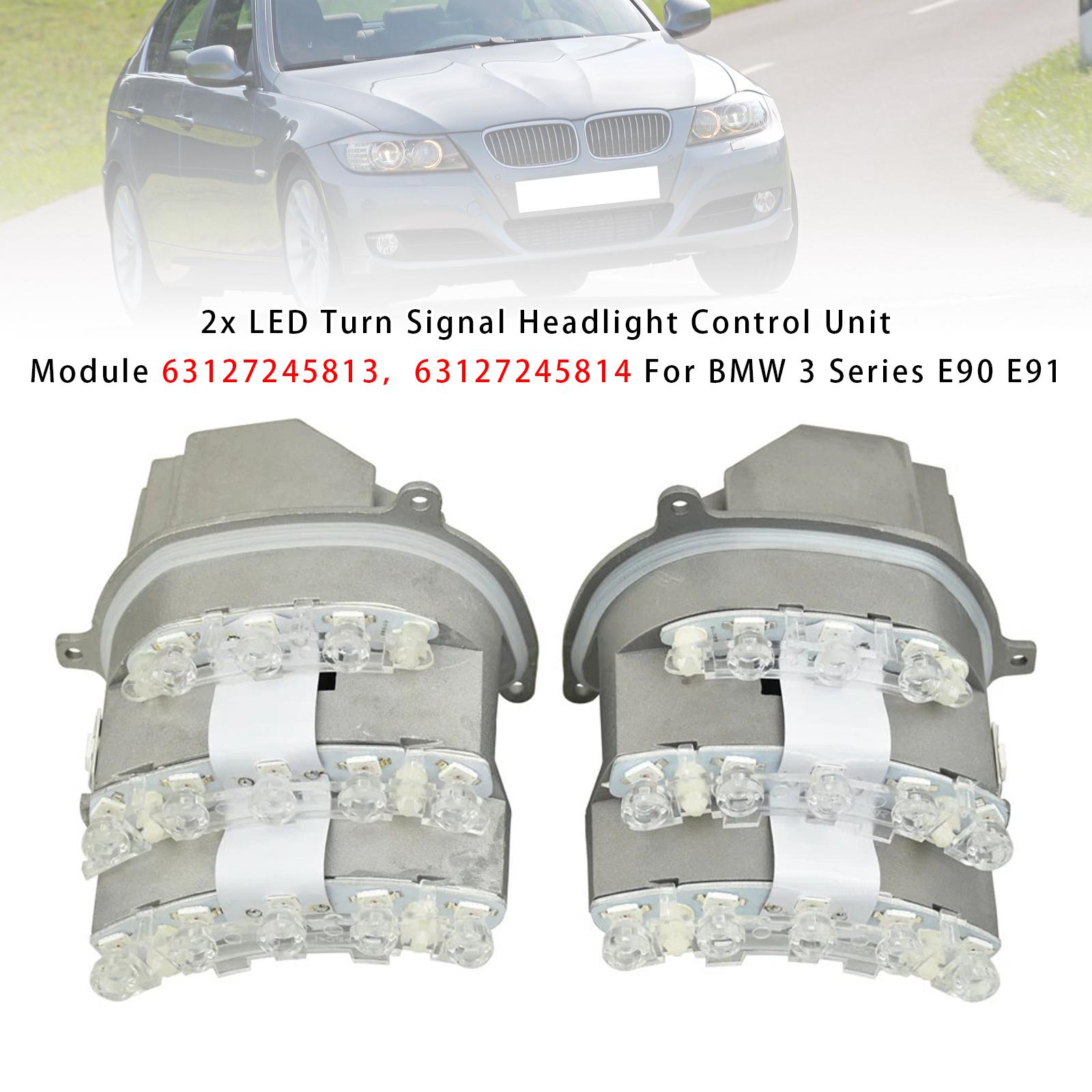 

2x Turn Signal Headlight Control Unit Module 63127245813 14 For BMW 3 E90 E91
