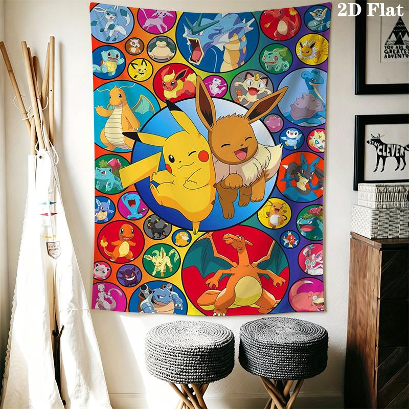 Pikachu Eevee Tapestry Wall Tapestry Fashion Print Background Cloth Wall Covering Decoration Homestay Soft Decoration Tapestry