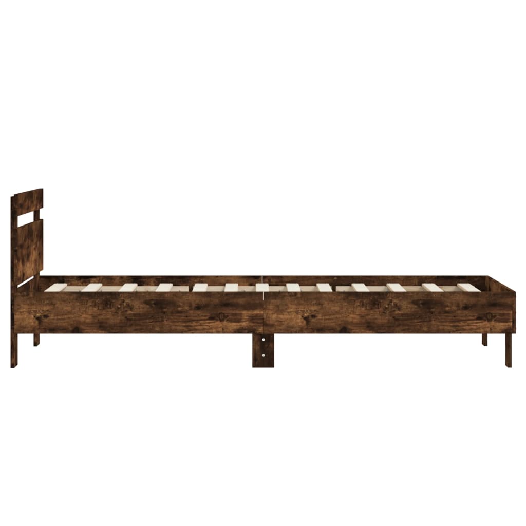 Vidaxl Bed Frame with Headboard, Smoked Oak, 90X200 Cm