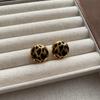 Retro Metal Leopard Print Stud Earrings Full Curved Enamel Earrings Wild Exquisite Earrings