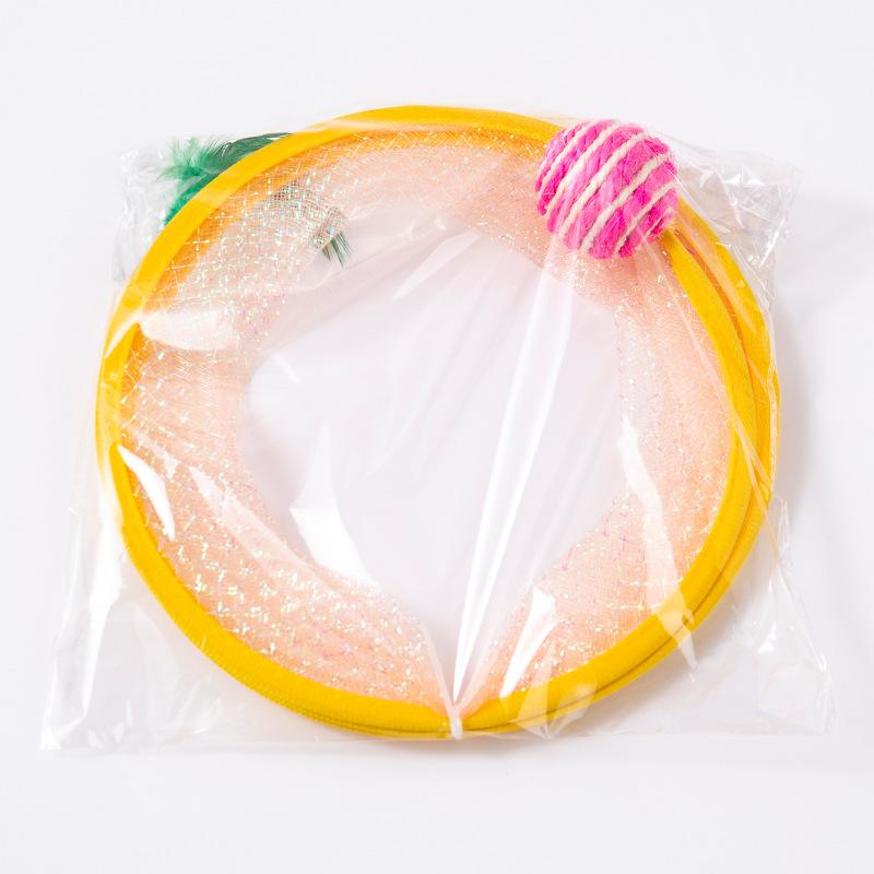 Cat Tunnel with Teaser Wand, Interactive Toy for Indoor Kittens, Feather Ball & Mouse, Self-Play Fun