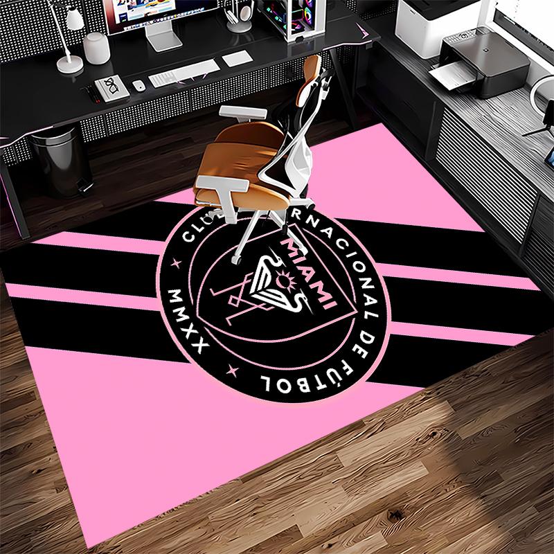 1pc Inter Miami CF Print Area Rug - Soft,Washable Non-Slip Indoor Mat for Office Chairs,Living Room,Home Office Decorative Rug