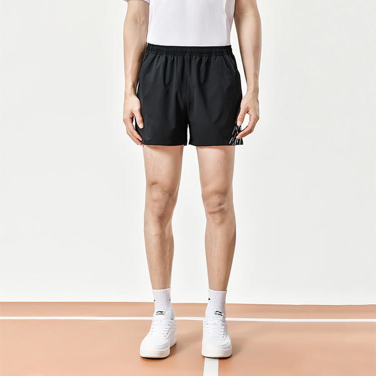 Li-Ning Quick-Dry Elastic Waist Mid-Rise Casual Shorts Unisex Shorts Black AAPU045-1