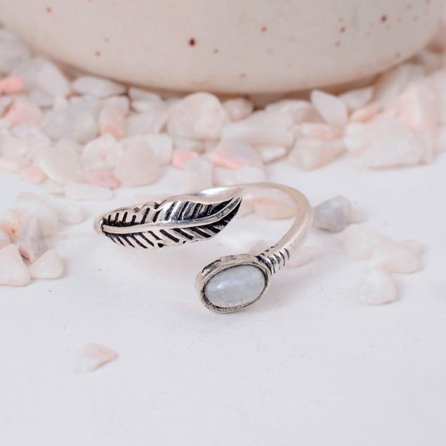 Labradorite Silver Plated Marquise Ring | Vintage Boho Brass Jewelry | Mystical Stone Gift for Her