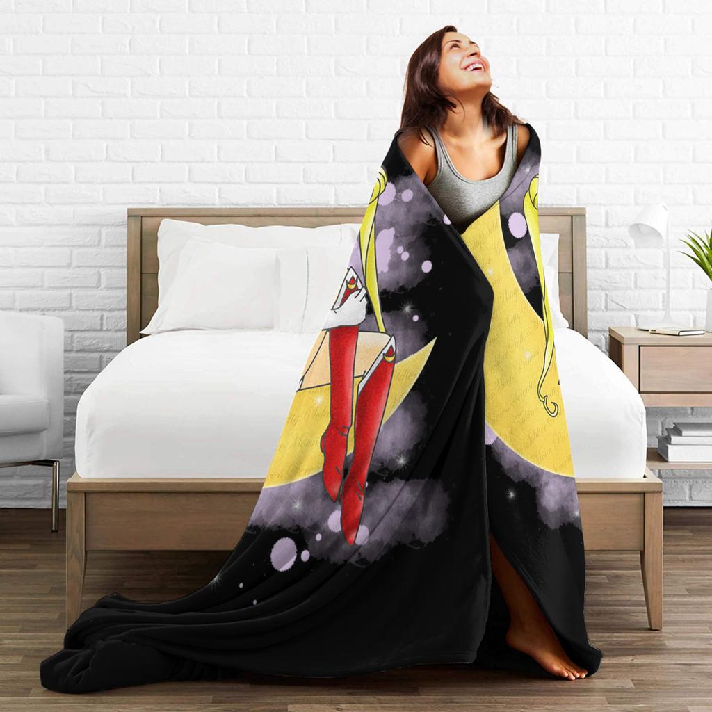 Sailors Moons Blanket Velvet Print Multifunction Super Soft Throw Blankets for Bed Outdoor Quilt