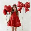 Printed Love Bow Balloon and Red Heart Aluminum Film Balloon Set for Birthday and Wedding Season Shower and Photo Props