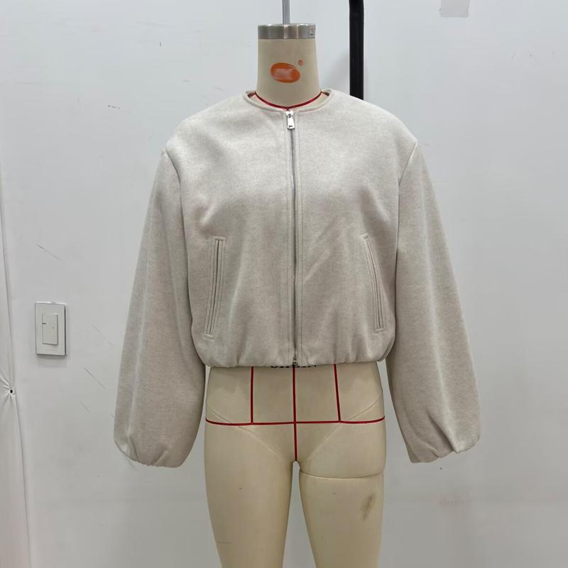 Fleece Bomber Jackets for Women Soft Zipper Woman's Sports Jacket Long Sleeve Cropped Jacket Women Coats Outerwears