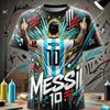 New Arrival Football Tshirt Boy/Men 3D Messi Pattern Summer Breathable Sports Short Sleeve Argentina Football Special Jersey Kit