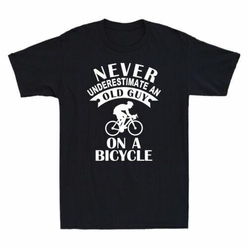 Never Underestimate An Old Guy On A Bicycle Shirt Funny Cyclist Men T-shirt S