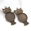 New Fashion 5pcs 25mm Inner Size Antique Silver Plated Black Bronze Owl Cabochon Base Setting Charms  Pendant