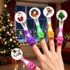 Snowman Reindeer Finger Lamps 24Pcs Christmas Projector Rings, LED Light‑Up Lights, Projection Rings for Kids Xmas Party Favors, Adjustable Stocking