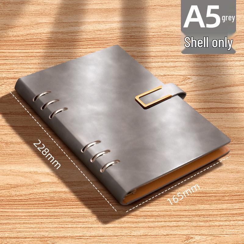 A5 Leather Loose-Leaf Notebook with Removable Cover & Magnetic Buckle